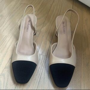 Nude Slingback Block Heels